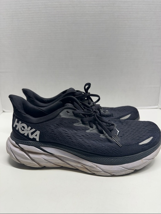 Hoka Shoes - Hoka Clifton 8 Sneakers Lace Up Athletic Running Shoes Black White Womens Size 8
